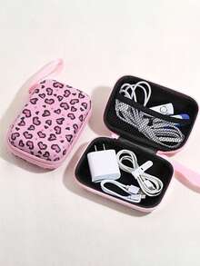 创意彩绘数据线充电器收纳袋，专为整理数据线、充电器、耳机和其他小型数码产品而设计。采用一体式EVA材质，顺滑拉链设计，360°全方位保护，让您的数码配件收纳告别单调。 - 彩色 - 查看 6