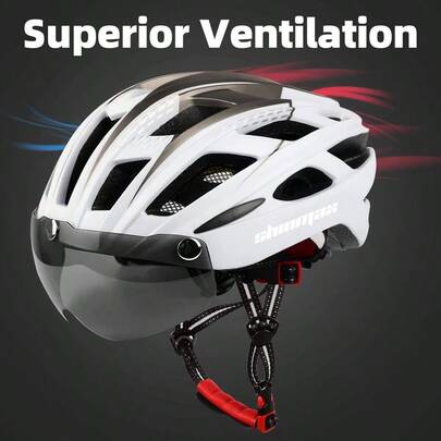 Helmet, CPSC/CPC Certificated Bicycle Helmet With Detachable Magnetic Goggles&Amp;Led Back Light&Amp;Portable Backpack...
