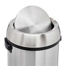 Basics Round Cylindrical Stainless Steel Rubbish Bin With Swing Lid 65 Litres Silver And Black
