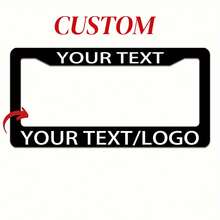 1pc Customizable Personalized Metal License Plate Frame, Custom Text License Plate Frame, 52.5x13cm, 2D Flat, Suitable For  License Plate Frames, License Plate Frame Covers, Car Accessories, Christmas Halloween New Year Holiday Gifts - Multicolor - View 1