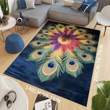 1 pièce Tapis de bain antidérapant à motif de plume de paon, tapis de cuisine antidérapant, convient pour la salle de bain, la cuisine extérieure, la décoration printanière de la maison