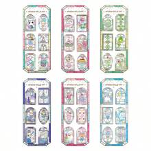 6 Glasfenster Blumen Aufkleber, 3D Stereoskopische Glasaufkleber, holografische Aufkleber, zum Dekorieren von Tagebüchern und Tassen, vintage buntglas japanischer Stil Aufkleber, 3D geprägte Metallfolie Aufkleber, Glasfenster Blumen Aufkleber, süße Cartoon transparente Glasaufkleber, geeignet für DIY Tagebuch und Lesezeichen Dekoration.