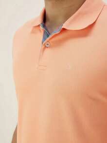 Ogochi Men's Basic Plain Polo Shirt With Logo, No Pocket, Original - Orange - View 3