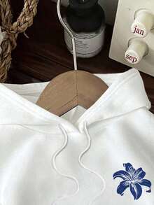 Hoodie With Sea Star Print, Beach-Style Flannel-Lined Sweatshirt, Cotton Jacket - Trắng 1 - Xem 4