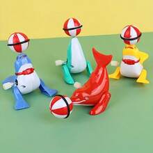 狡猾海狮投球玩具，小型海狮投球玩具，带弹簧装置的旋转海狮投球玩具，上紧发条后可360度旋转，适合作为礼物。互动游戏，趣味活动，梦幻玩具。情人节小礼物。 - 彩色 - 查看 4