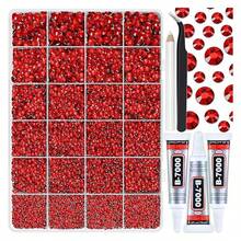 25000PCS Red Resin Flatback Rhinestones For Crafts Tumblers Shoes Celebration Makeup Dration, Siam Flatback Gems For Graduation Cap Bling, Bedazzling Crystals With B7000 Glue - 多色118 - 查看 1