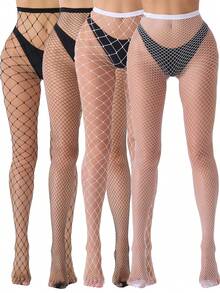 1Pair/2Pairs/4Pairs Fishnet Stockings For Women Plus Size One Size Fit All Fashion Fishnet Tights