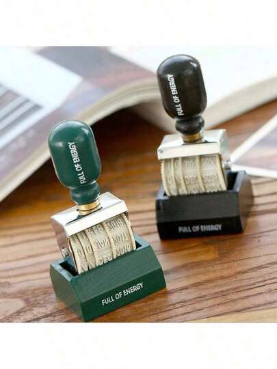 1枚复古日期印章，适用于剪贴簿，杂货风格仿邮戳效果，木质印章，滚筒印章