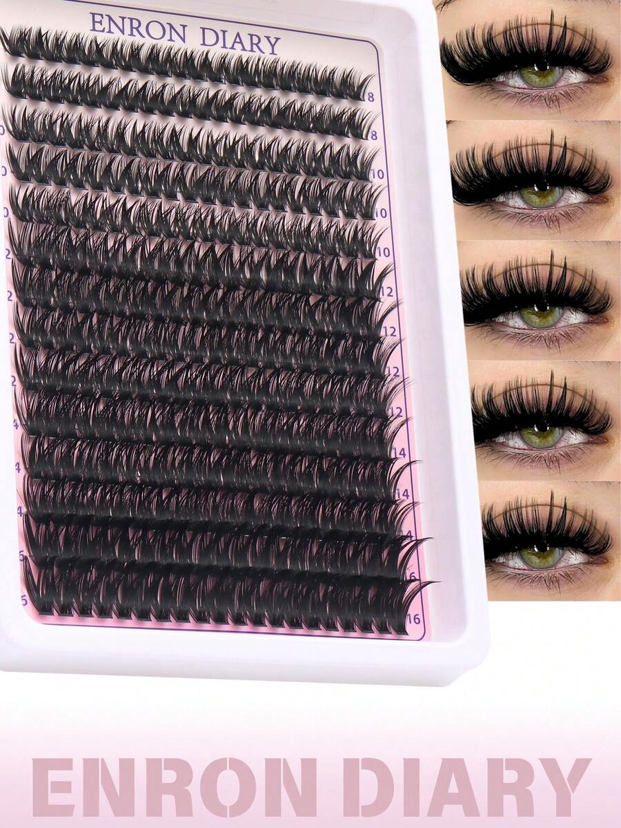 280pcs Fluffy Lash Clusters 60D With Bottom Lashes Thick Eyelash Clusters 8-16mm Individual Mega Volume Lashes D Curl Cluster Eyelash Extensions DIY Lash Extension At Home - D - View 1