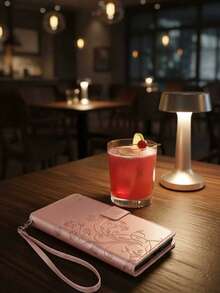 1pc Custom Wallet-Style Phone Case With Embossed Floral And Butterfly Patterns, Featuring A Wrist Strap And Built-In Card Slot, And Customizable With A Creative Gold-Stamped Name. A Perfect Birthday And Christmas Gift. Compatible With IPhone 17 Pro Max/16/15/14/13/12/11 Pro Max. Utilizes 3D DIY Engraving And Gold-Stamping Technology.