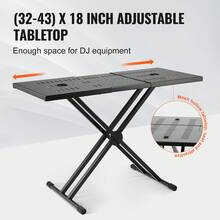 DJ-Tischständer, (32"-43") x 18" tragbarer DJ-Laptop- und Controller-Ständer, leichter DJ-Schreibtisch, DJ-Pult, höhenverstellbarer DJ-Ständer, faltbarer Double-X-Keyboardständer und Tischplatte, Audio-Mixer-Ständer - (82–109,5) x 46,5 x 30 cm - Übersicht 3