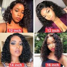 13x4 Curly Wave Lace Front Wig, Women Short Bob Wig, Pre-Plucked With Baby Hair, No Glue Needed, Natural Hairline - Black - View 11