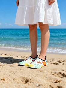 Breathable Quick-Dry Women's Aqua Shoes | Butterfly Print Non-Slip Sandals For Pool, Surfing, Yoga & Travel - White - View 4