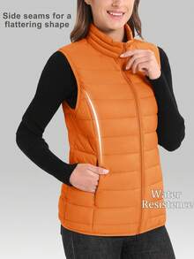 Cavva Women's Lightweight Vests Jacket Water Resistence Soft Sleeveless Warm Jacket Hiking Camping Running Outdoor - 橘色 - 查看 3