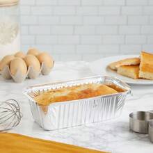 50 Pack Aluminium Brotpfannen mit Deckeln Wegwerfbrot Dosen zum Backen, Mittagessen Behälter, Single Serve Backgeschirr - Folie Brotpfannen, Aluminium Brotpfanne 20cm x 11.1cm - Silber - Übersicht 5