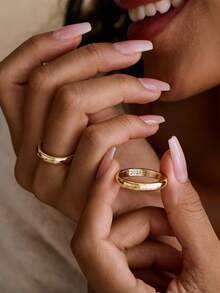 1pc Bespoke Personalised Ring, Romantic Engraved Ring, Letter Ring Jewellery, Anniversary Vow Ring, Wedding Band, Valentine's Day, Christmas, Halloween Gift - Multicolor - View 3