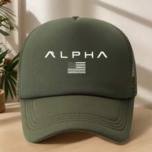 ALPHA National Flag Print Baseball Cap Solid Color Lightweight Mesh Breathable Sweat-Wicking Duckbill Cap Outdoor Casual Sports Shopping Camping Picnic Sun Hat Fashion Adjustable Trucker Hat - xanh quân đội - Xem 13