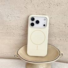 Ốp điện thoại silicon lỏng bóng bẩy sang trọng, tương thích với iPhone 17 Air, 16, 15, 14, 13, 12, 17 Pro Max Plus, kèm nắp mềm từ tính. - Trắng cổ - Xem 7