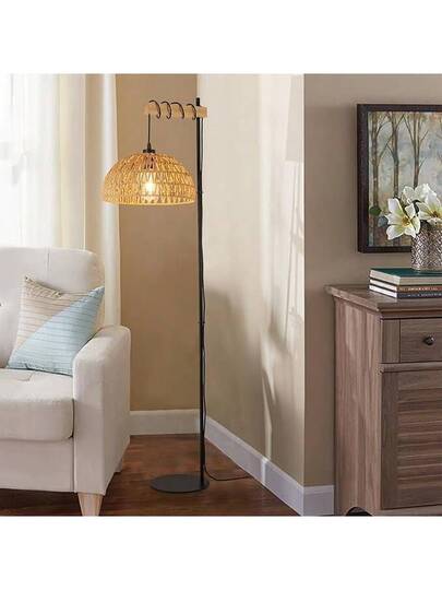 Alpinaluz "SALVIA" Wooden Vloer Lamp Beige Jute Rope Shade E27 view 4