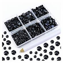 4500PCS Resin Flatback Rhinestone, 2mm 3mm 4mm 5mm 6mm Solid Black Flatback Rhinestones For Tumblers, Nails Art, Mugs, Bottles, Craft Dration, Loose Bling Glitter Gem Stone - 多色135 - 查看 1