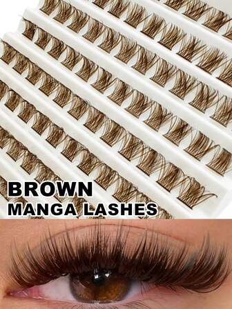 120 pestañas marrones, set de extensiones de pestañas esponjosas, set de conveniencia de pestañas DIY, creando una revolución de pestañas DIY, pestañas ligeras, pestañas naturalmente esponjosas, pestañas reutilizables para uso diario, Halloween, Navidad, citas y fiestas