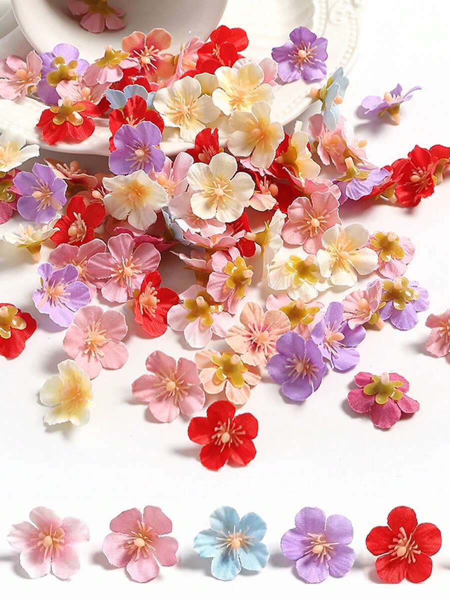 10/30pcs Artificial Mini Cherry Blossom - 1.18in Multicolor Sakura Flower Heads, Suitable For Decorative Christmas Wreath, Photo Frame, DIY Hair Accessory, Wedding Home Decoration, Thanksgiving, Valentine's Day, Spring And Summer Decoration - Multicolor - View 1