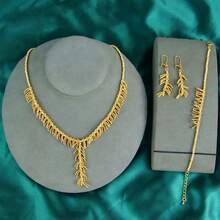 Dubai Fashion Jewelry Set 24k Gold Plated Middle East Muslim Islamic Lucky Necklace Bracelet Earrings Nigeria Bridal Wedding Jewelrys - Beads Jewelry - View 19