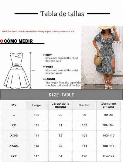 Vestido de talla grande con escote cuadrado para mujer, estampado floral, lazo delantero y abertura lateral para vacaciones