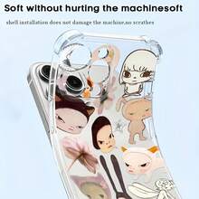 Funda para teléfono con diseño floral y personajes caprichosos. Compatible con teléfonos ,  17,  16 Pro Max,  15 Pro Max,  13 y  12. Fabricada en TPU, ofrece protección contra golpes y caídas. Un regalo perfecto para familiares y amigos, para las fiestas de otoño o Halloween. - transparente - Ver 5