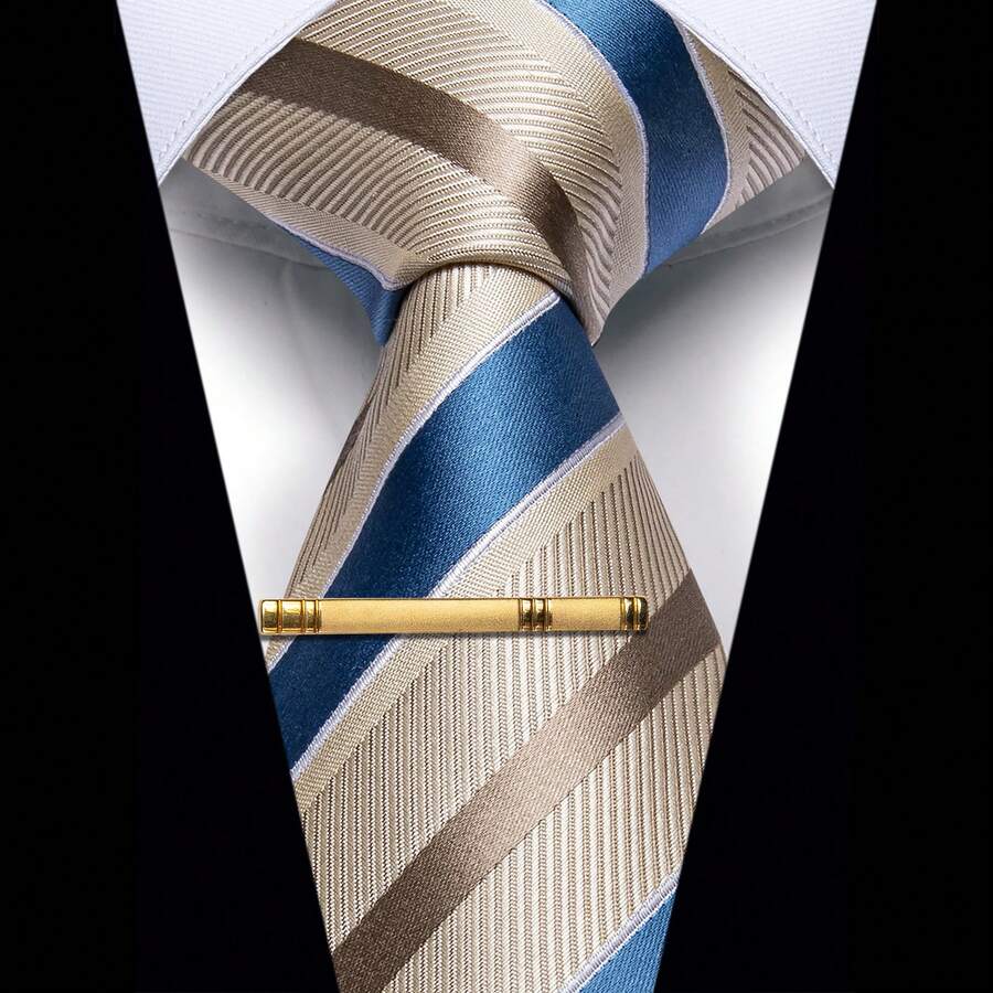 Mens Floral Tie, Elegant Luxury Necktie Wedding Formal Casual Office Tie With Clip - 9358 - 查看 1