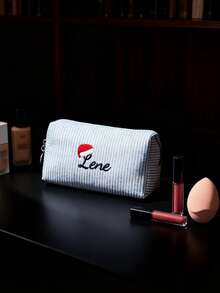 Custom Embroidered Makeup Bags, Personalized Name Makeup Bags, Letter Embroidered Bags, Style Makeup Bags, Fresh And Cute Makeup Bags, Korean Minimalist Makeup Bags, Portable Travel Makeup Bags, Mini Makeup Bags