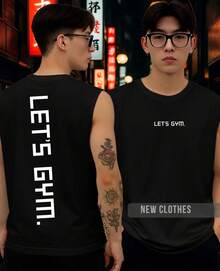Camiseta Regata Oversized Let's Gym Musculação Esportiva Treino Camisa Academia - Preto - Visão 3