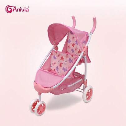  Anivia Brand Doll Stroller, Pretend Play Toy, 1 Set Foldable Doll Stroller Toy Suitable For Children 3+ Years Old, Fits 11-18 Inch Dolls, Can Be Used As Holiday, Christmas, And Birthday Gift. Doll Stroller With Quiet Wheels