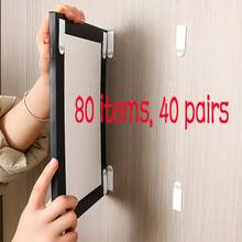 80 Items /40pairs Heavy Duty Picture Hanging Strips, Damage Free Wall Hooks For Frames & Home Decor