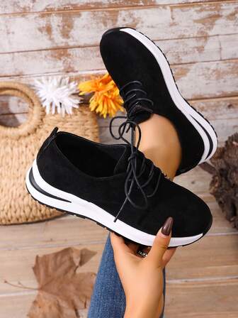 女士厚底系带舒适运动鞋