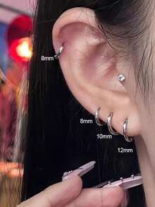 2pcs Unisex Stainless Steel Hoop Earrings, Vintage Bohemian Style Big Round Design, Non-Fading, Hypoallergenic, Versatile Personality Circular Earrings For Men And Women, Suitable For Daily Wear, Gifts, Sexy, Fashion Or Occasions Like Parties, Weddings And Music Festivals - Multicolor - View 2