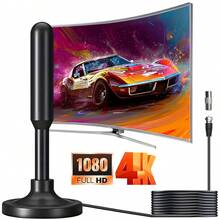 2026 Omnidirectional Indoor TV Antenna - 150 Mile Long Range Reception, Supports 4K 1080P HD UHF/VHF Reception, USB 5V Powered (No Battery Required), Free Local Channel Reception For All Smart TVs - Black - View 2