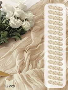 12 Stücke Set Nebelblauer transparenter Tischläufer, Boho-Stil Chiffon Tischdekoration für Hochzeit, Party und Geburtstag, strapazierfähiger Polyesterstoff, elegantes & vielseitiges Design - Champagnerfarben - Übersicht 9