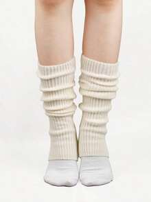 1 Pair Women's Knitted Stirrup Warm Leg Warmers, School Style Leg Warmers, Ballet Dance Leg Warmers, Autumn/Winter, Cozy - màu đen - Xem 8
