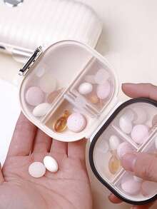 1pc Portable Shell Shaped Pill Case, Modern PET Medicine Storage Box, Suitable For Home Use, Essential For Holidays And Travel - White - View 4