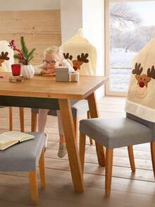 Other Home Garden 1PC Deer Christmas Chair Cover Embroid Elk Xmas Chair Cover Christmas Dinner Table Decoration Party Hat Back Covers - Multicolor - View 1