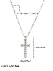 1 条水钻装饰银项链男女通用吊坠项链，男女通用项链装饰