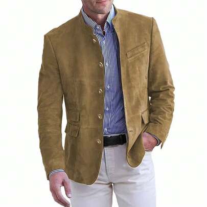 Nueva chaqueta de trabajo de cuero salvaje retro para hombres, blazer casual retro, ropa de moda para hombres