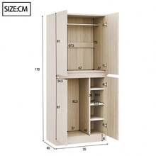 Zestaw do przechowywania ubrań i szafy - Naturalne drewno + Drewno - Zobacz 10