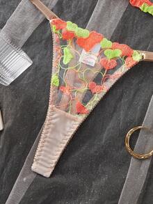 2pcs/Set Cute Heart Embroidery Patchwork Underwire Sexy Women's Lingerie Set - Multicolor - View 5