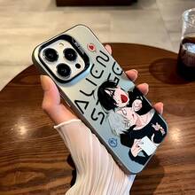 Funda de Teléfono con Diseño de Alien Anime Tierno y Divertido, Compatible con 17, 16e, 16, 15, 14, 13, 12, 11,, Pro,,, X, XR, XSMAX, 8, Plus, Cubierta Trasera Mate Anticaídas, Accesorioóvil,Cubierta del Dispositivo,Funda deóvil de Dibujos Animados,Accesorio de Teléfono17 17promax - Negro - Ver 2