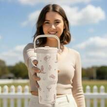 Pink Bow Stainless Steel Straw Lid Tumbler 30oz With Carry Handle For Women Girls, Insulated Travel Coffee Cup, Gift For Sports Outdoor Workout Christmas Birthday - 女牛仔 - 查看 7