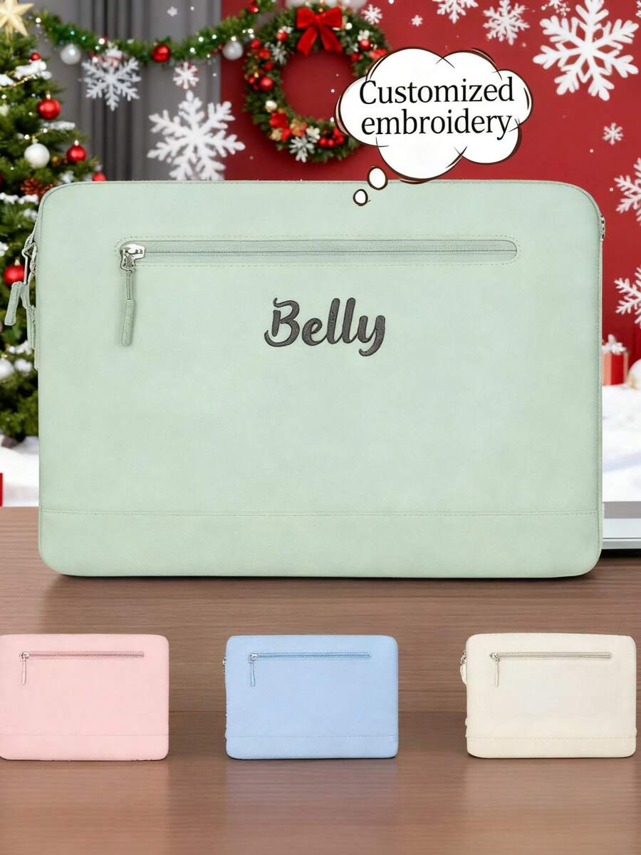 Tekst Haft Niestandardowy Jednolity Kolor Prosta I Elegancka Torba Na Notebooka I Tablet Ochronna Torba Na Notebooka Duża Pojemność Torba Do Przechowywania Przenośna Do Podróży, Dojazdów Do Pracy, Przechowywania Notebooków Do Klasy Ucznia