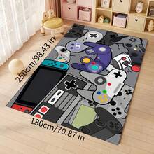 Alfombra de área con diseño de control de juegos creativo moderno, lavable a máquina, con respaldo antideslizante, de fibra de poliéster, hecha a máquina, alfombra de baño para sala de estar, dormitorio, decoración de oficina en casa - 1 pieza - Multicolor - Ver 48