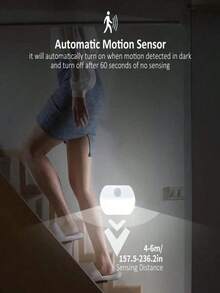 1个LED人体感应夜灯，AAA电池供电，可用作床头灯、壁灯，适用于浴室、卫生间、走廊、厨房、楼梯等场所（不含电池）